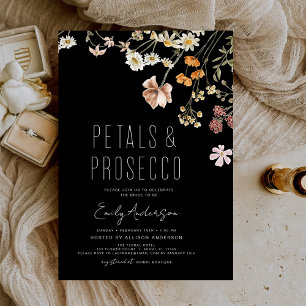 Convites Chá de panela Preto para Petais e Prosecco