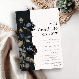 Convites Chá de panela Preto-Rosa com Cor de Água Gótica Es