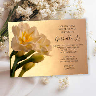 Convites Chá de panela Primavera de Daffodils Branco