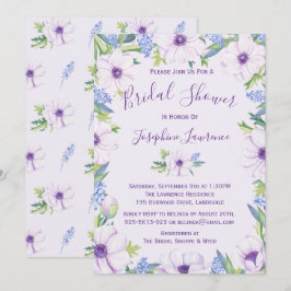 Convites Chá de panela Primavera de Hyacinth Anemone Roxo