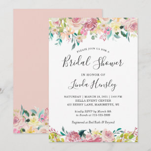 Convites Chá de panela Primavera Floral de Blush Pastel