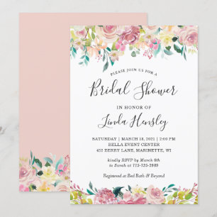 Convites Chá de panela Primavera Floral de Blush Pastel