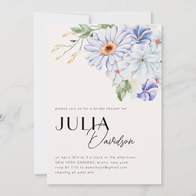 Convites Chá de panela primavera Lila Purple Flowers Garden (Frente)