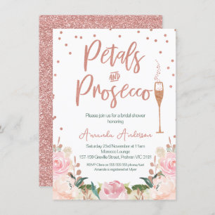 Convites Chá de panela Prosecco de Petals Dourado rosa