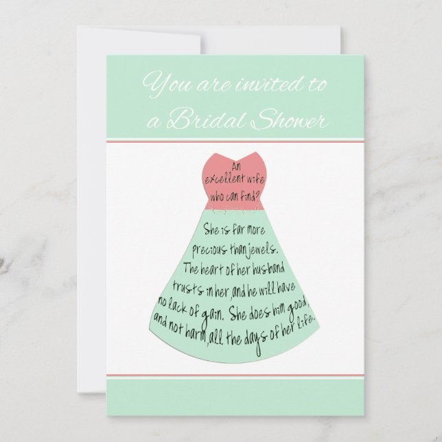 Convites Chá de panela Proverbs Excelente Esposa (Frente)