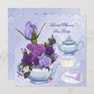 Convites Chá de panela Purple Floral Tea Party