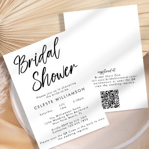 Convites Chá de panela QRCode minimalista manuscrito