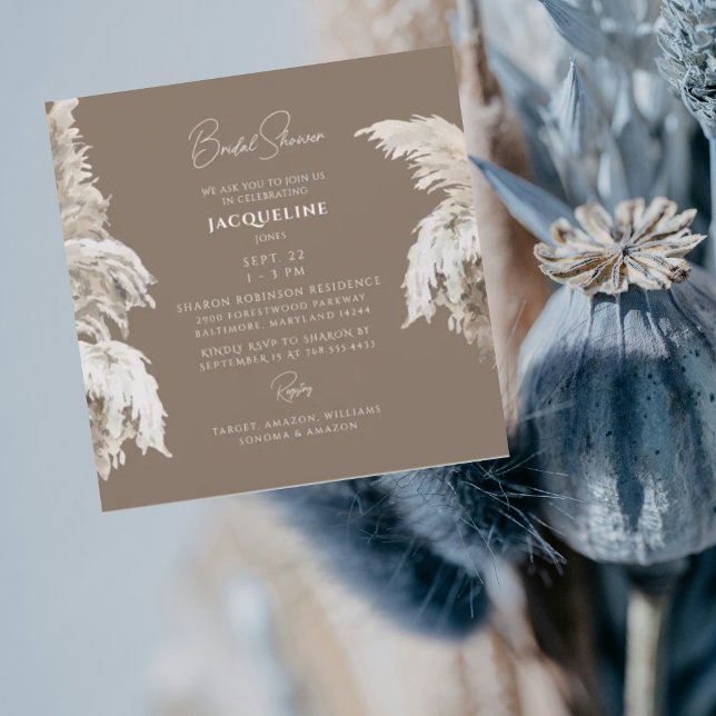 Convites Chá de panela Quadrado Bohemian Lush Boho Brown (Criador carregado)