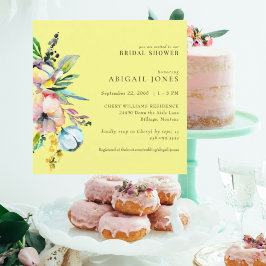 Convites Chá de panela Quadrado Floral Colorido Amarelo