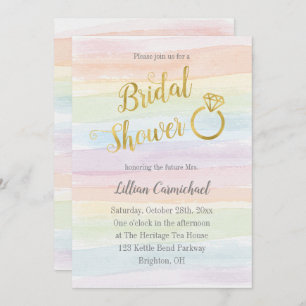 Convites Chá de panela Rainbow Watercolor com Dourado