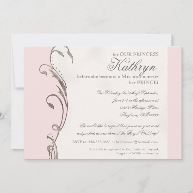 Convites Chá de panela real do casamento da abelha de (Frente)