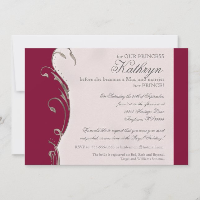 Convites Chá de panela real do casamento da abelha de (Frente)