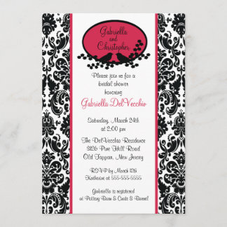 Convites Chá de panela Red Damask