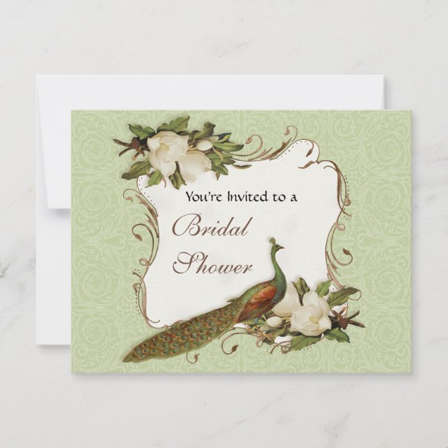 Convites Chá de panela - redemoinho do pavão & da magnólia (Frente)