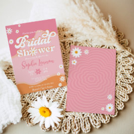 Convites Chá de panela Retro Groovy, 70s Hippie Vibes Daisy