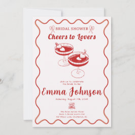 Convites Chá de panela Retro Vermelho | Desenhado à Mão