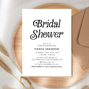 Convites Chá de panela Retroativo Mínimo Preto e Branco