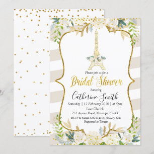 Convites Chá de panela Romântico Branco de Paris Pastel