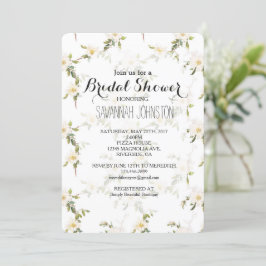 Convites Chá de panela Romântico Branco Floral