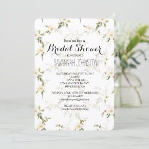 Convites Chá de panela Romântico Branco Floral