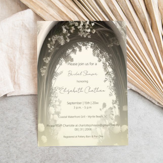 Convites Chá de panela Romântico de Arca Botânica (Romantic Boho Botanical Arch Bridal Shower Invitation)