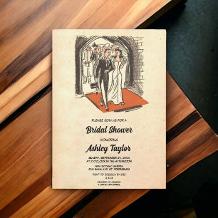 Convites Chá de panela Romântico de Casal Retroativo Vintag