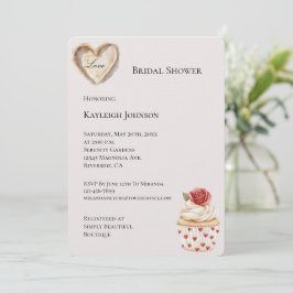 Convites Chá de panela Romântico de Cupcakes Rosas vermelha