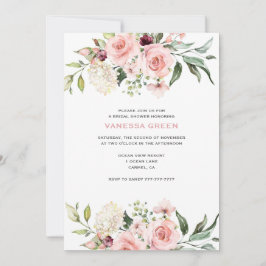 Convites Chá de panela Romântico de Rosas Rosa