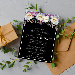 Convites Chá de panela Romântico Floral Moody Dark