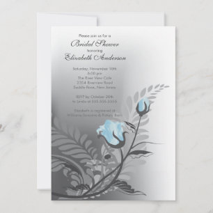 Convites Chá de panela Rosa azul elegante