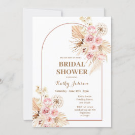 Convites Chá de panela Rosa Boho Pampas Grass