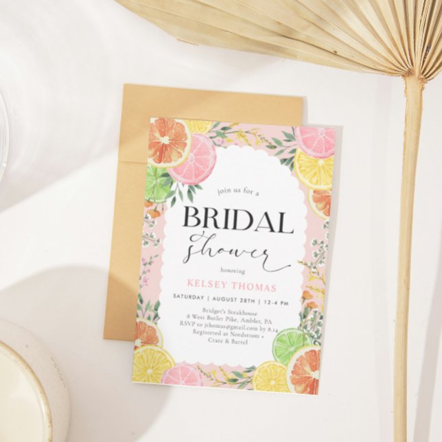 Convites Chá de panela Rosa Citrus (Criador carregado)