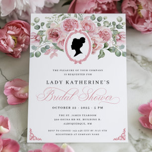 Convites Chá de panela rosa da Era da Regência Floral