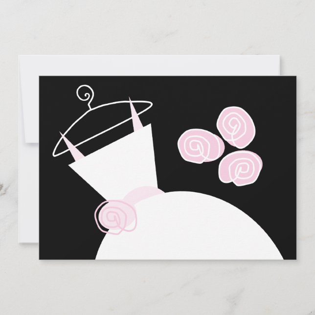 Convites Chá de panela Rosa de Casamento preto (Frente)