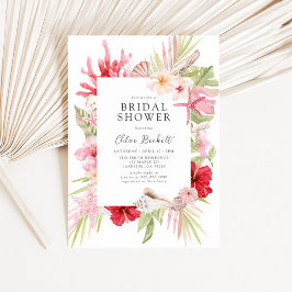 Convites Chá de panela rosa de Shell Tropical do Mar