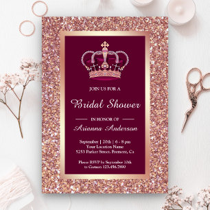 Convites Chá de panela Rosa Dourado da Princesa Rosa