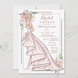 Convites Chá de panela rosa Dourado de Brilho da Glitter