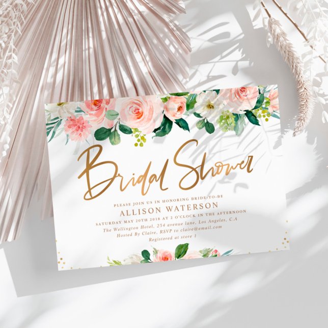 Convites Chá de panela rosa e vermelho para script ouro ele (Criador carregado)