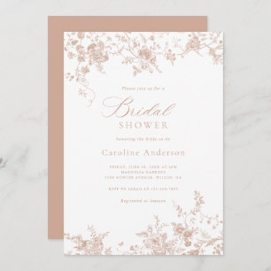 Convites Chá de panela rosa embebido em pinagem Floral Eleg