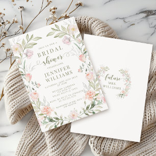 Convites Chá de panela Rosa Floral Elegante