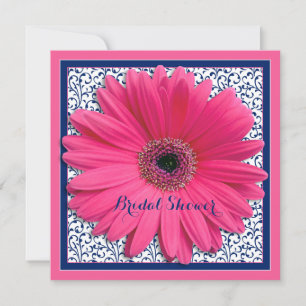 Convites Chá de panela Rosa Gerbera Daisy Marinho