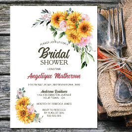 Convites Chá de panela rosa girassol