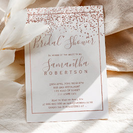Convites chá de panela rosa gold confetti white script