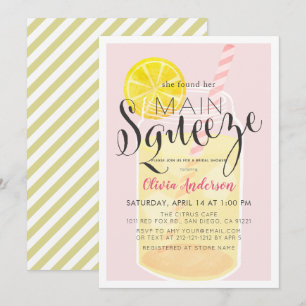 Convites Chá de panela Rosa Mason Jar de Limonada Principa