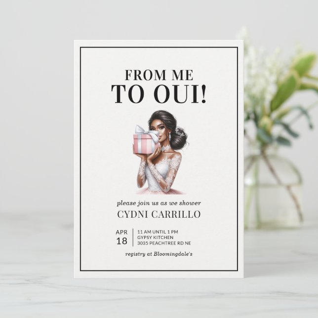 Convites Chá de panela rosa moderno afro-americano (Em pé/Frente)