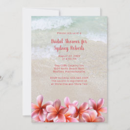 Convites Chá de panela Rosa Plumeria Beach Sand