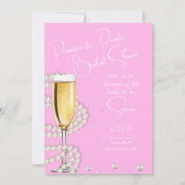 Convites Chá de panela rosa Prosecco e Pérolas