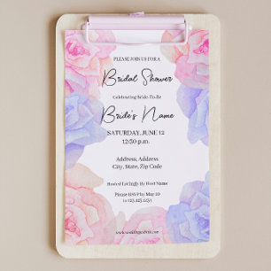 Convites Chá de panela Rosa Púrpura Suave Rosa