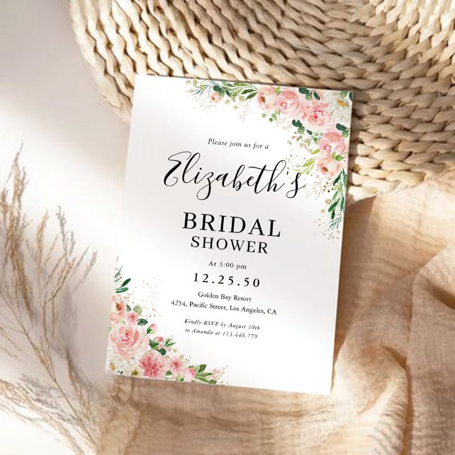 Convites Chá de panela Rosa Rosa Cor-de-Rosa Esbranquiçada (Criador carregado)