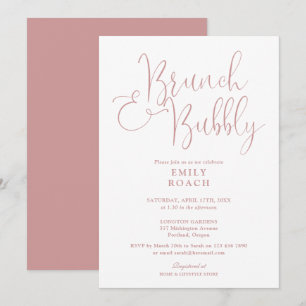 Convites Chá de panela Rosa-Rosa Dusty Brunch E Bolha